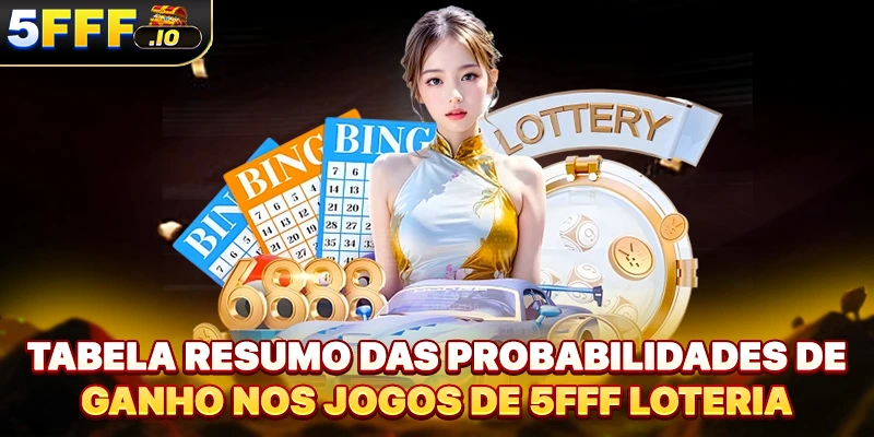 Tabela resumo das probabilidades de ganho nos jogos de 5FFF loteria